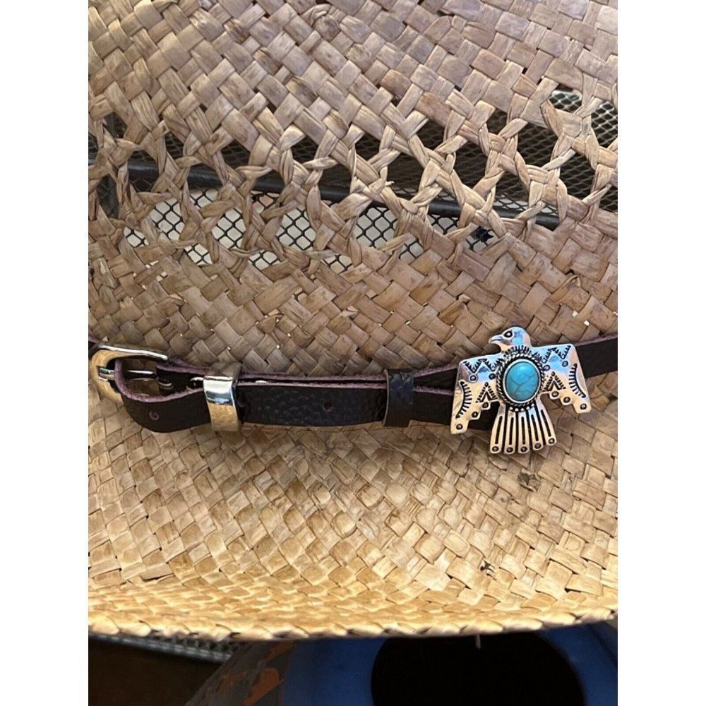 THUNDERBIRD BIRD CONCHO SILVER HAIR WESTERN HAT BAND SOUTHWEST MENS WOMENS - Picture 3 of 6